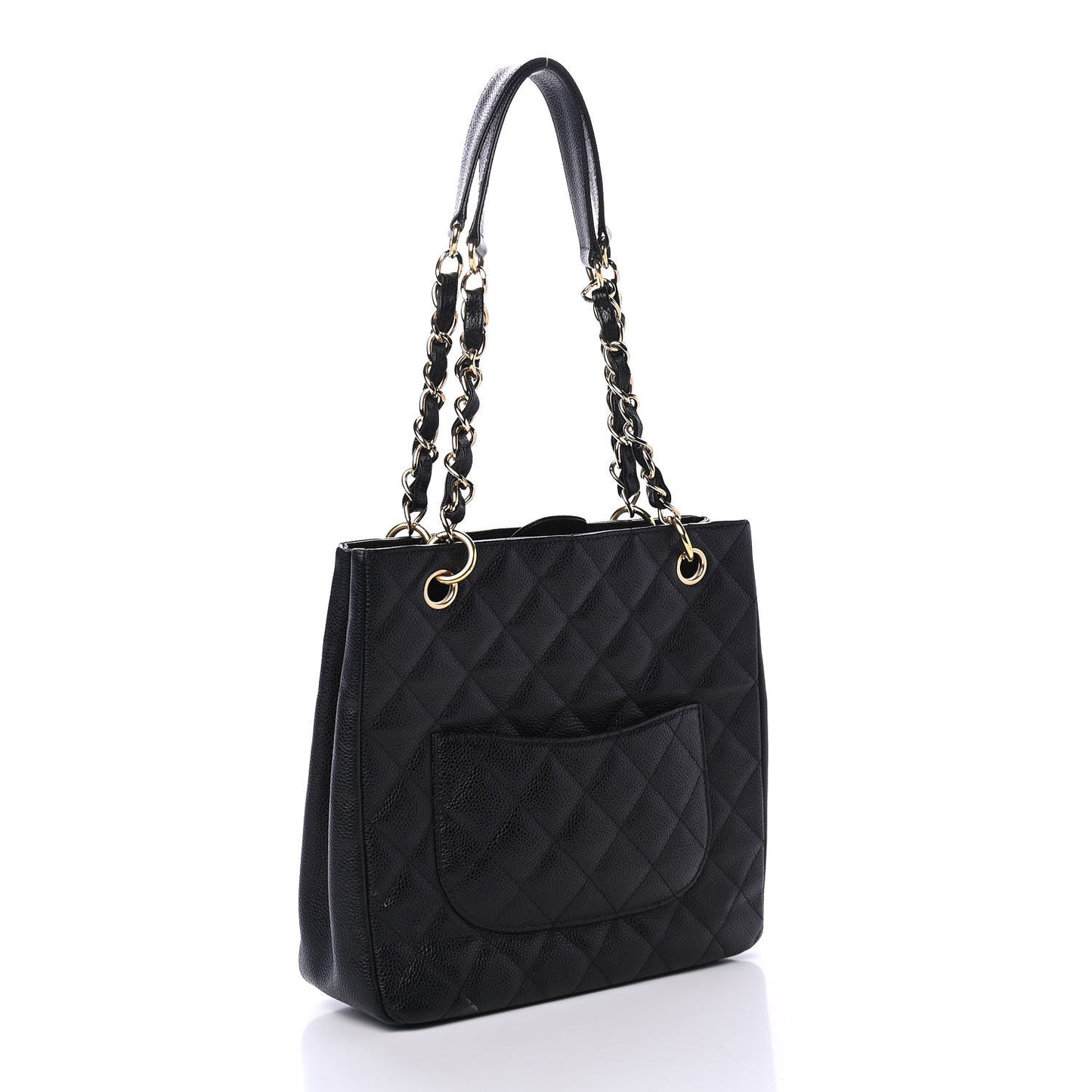 Caviar Quilted Petit Shopping Tote PST Black