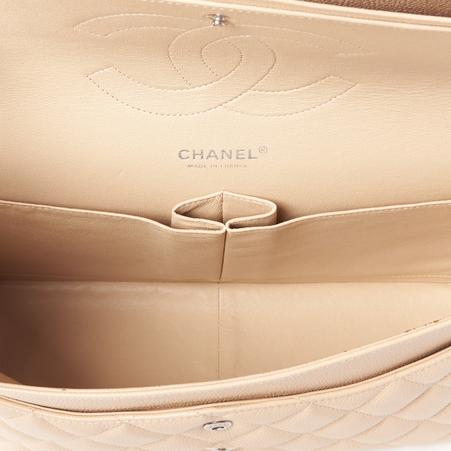 Chanel Caviar Quilted Jumbo Double Flap Beige Clair 7 of 11
