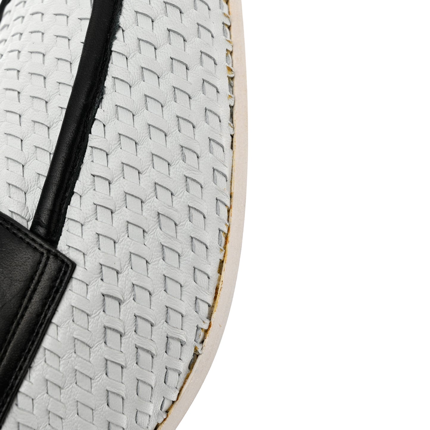 Lambskin Calfskin Braided Mens Mocassin Loafers 44 White Black