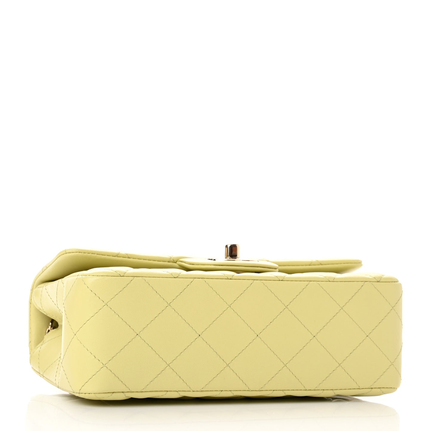 Lambskin Quilted Mini Rectangular Flap Light Green