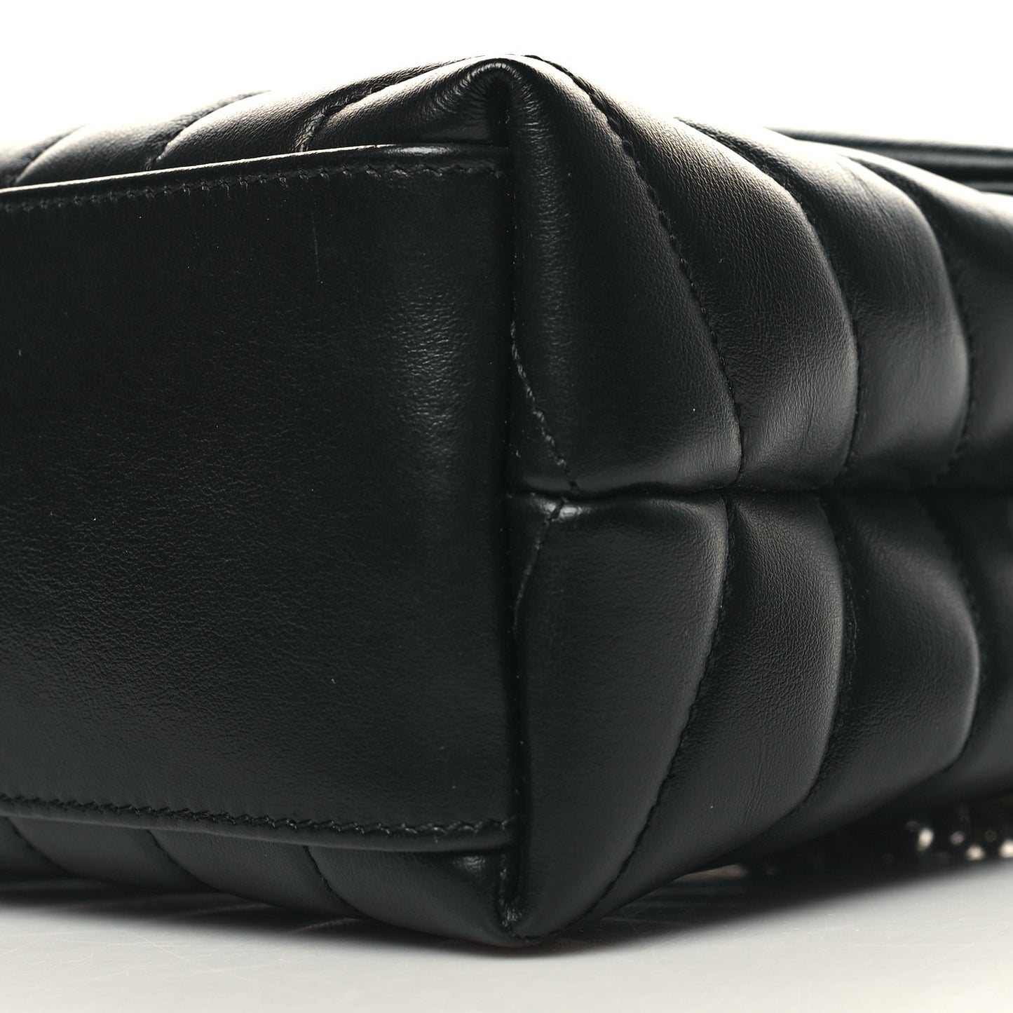 Calfskin Y Quilted Monogram Small Loulou Chain Satchel Black