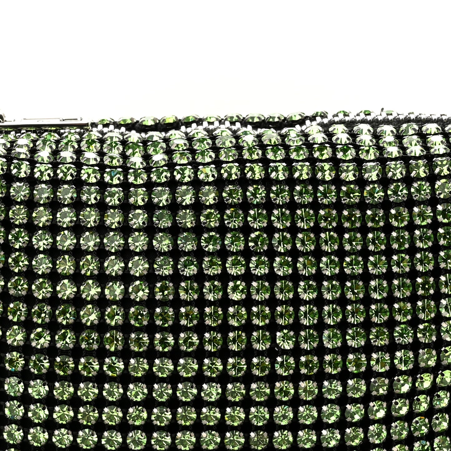 Mesh Crystal Rhinestone Mini Heiress Pouch Green