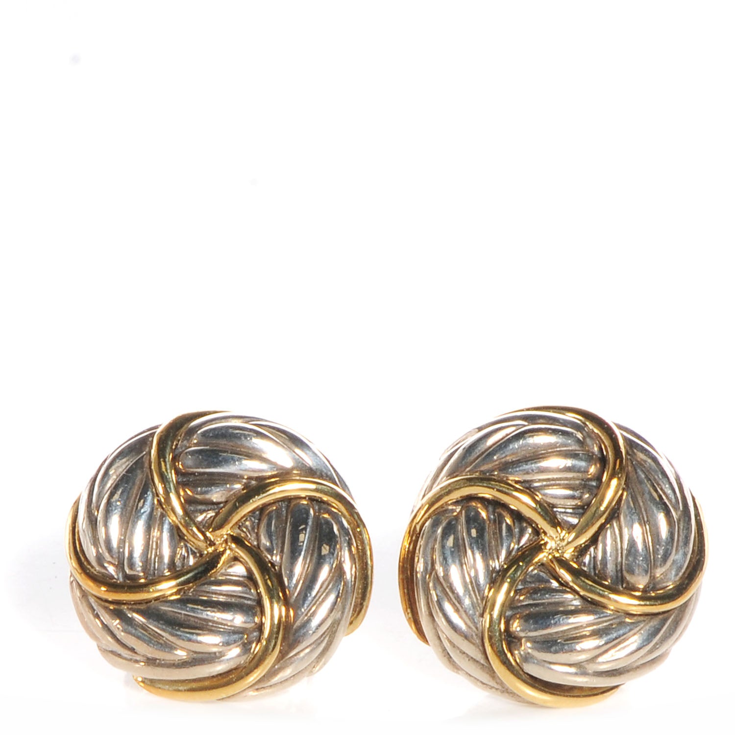 David Yurman Sterling Silver 18K Yellow Gold Infinity Love Knot Earrings 1 of 17
