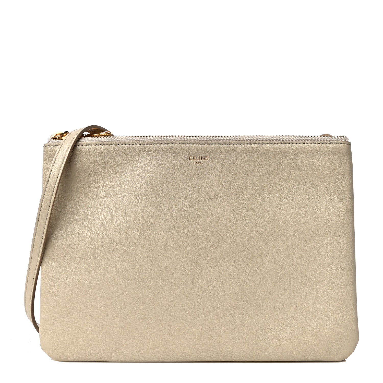 Celine Lambskin Large Trio Crossbody Bag Linen 1 of 12