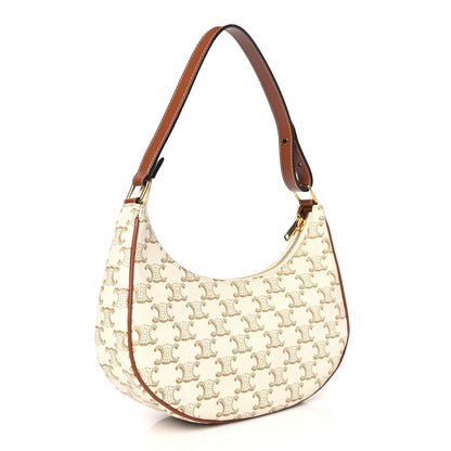 Celine Canvas Calfskin Ava Triomphe Shoulder Bag White 3 of 7