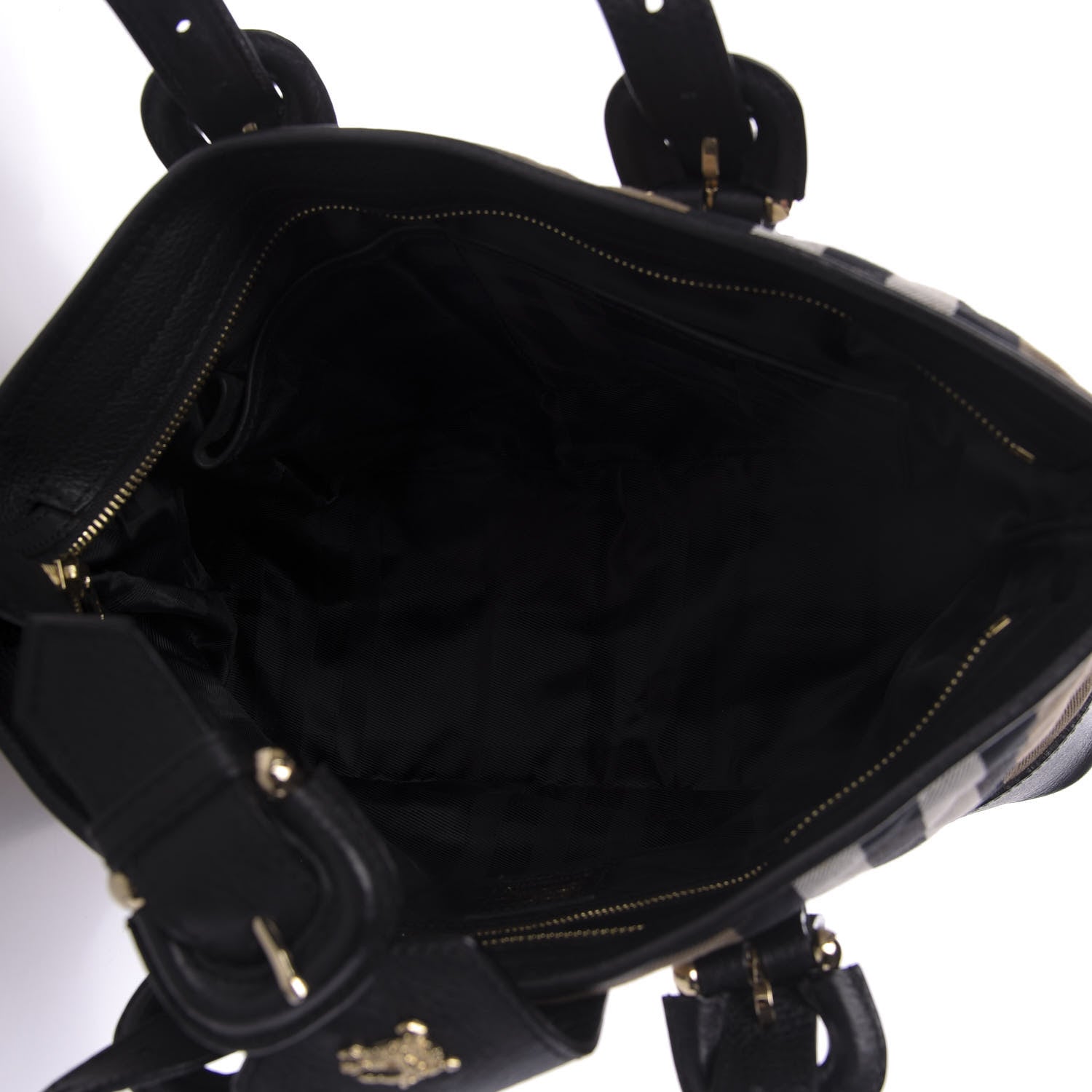 Burberry Canvas Quilted Nova Check Tote Black 5 of 13