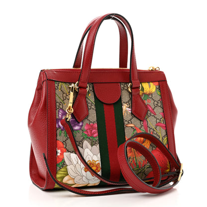 Gucci GG Supreme Monogram Flora Web Small Ophidia Tote Bag Red 3 of 10