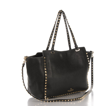 Valentino Garavani Alce Printed Calfskin Medium Rockstud Tote Black 3 of 8
