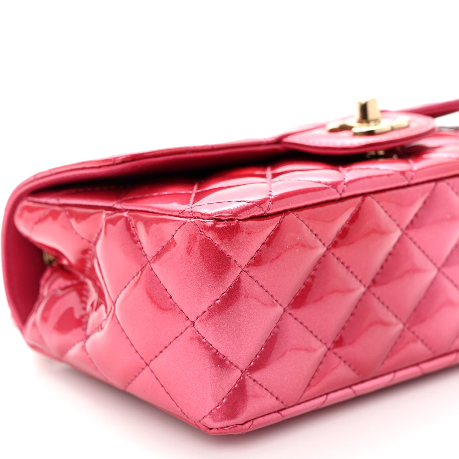 Chanel Shaded Patent Calfskin Quilted Mini Rectangular Flap Pink Dark Pink 9 of 10