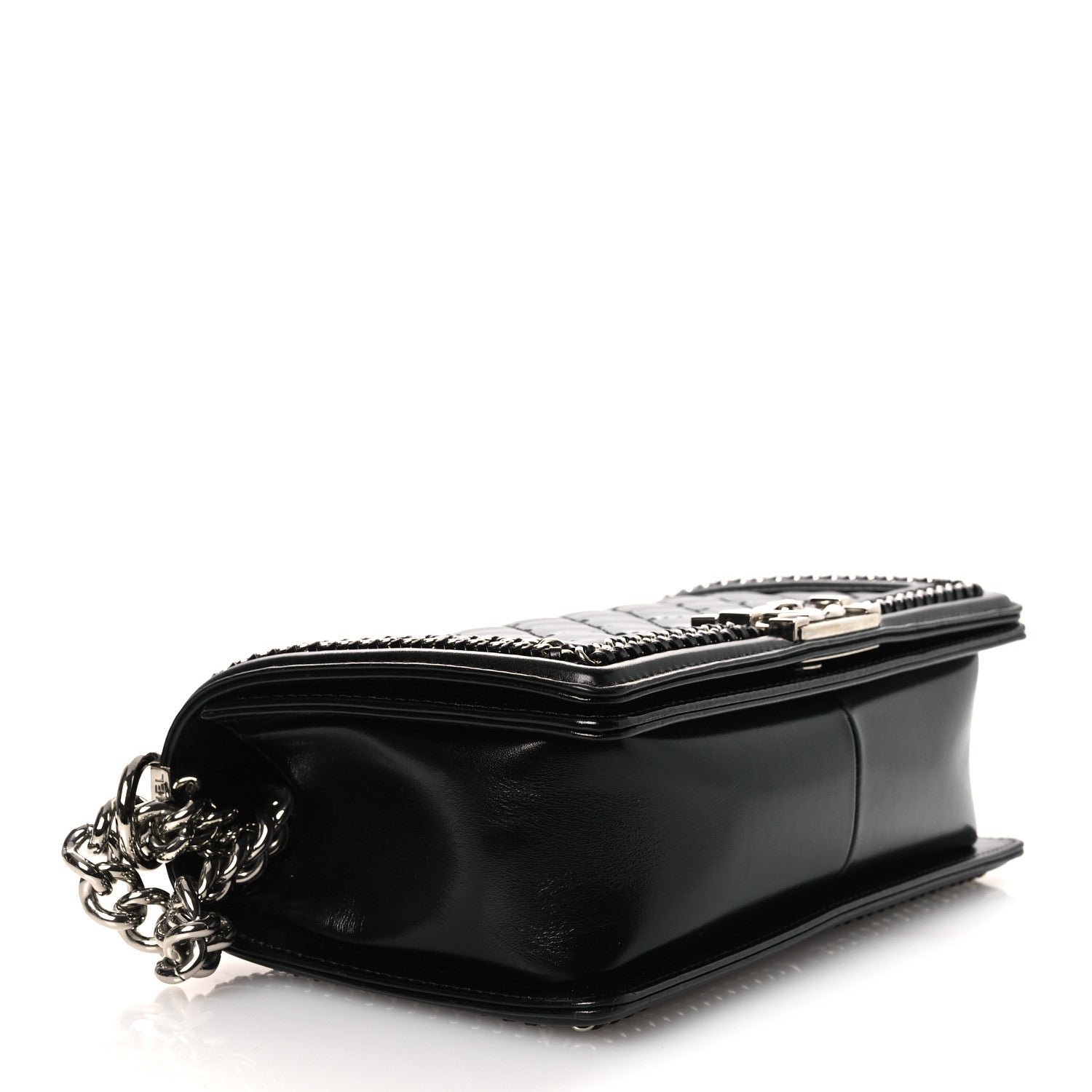 Chanel Glazed Calfskin Quilted Medium Chain Around Boy Flap Black 4 of 10