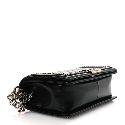 Chanel Glazed Calfskin Quilted Medium Chain Around Boy Flap Black 4 of 10