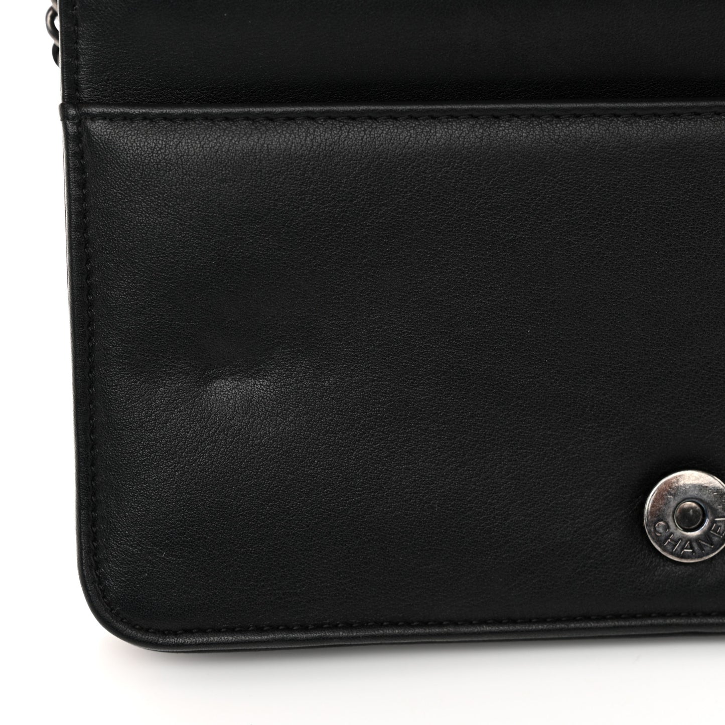 Calfskin Chevron Quilted Braided Boy Wallet On Chain WOC Black