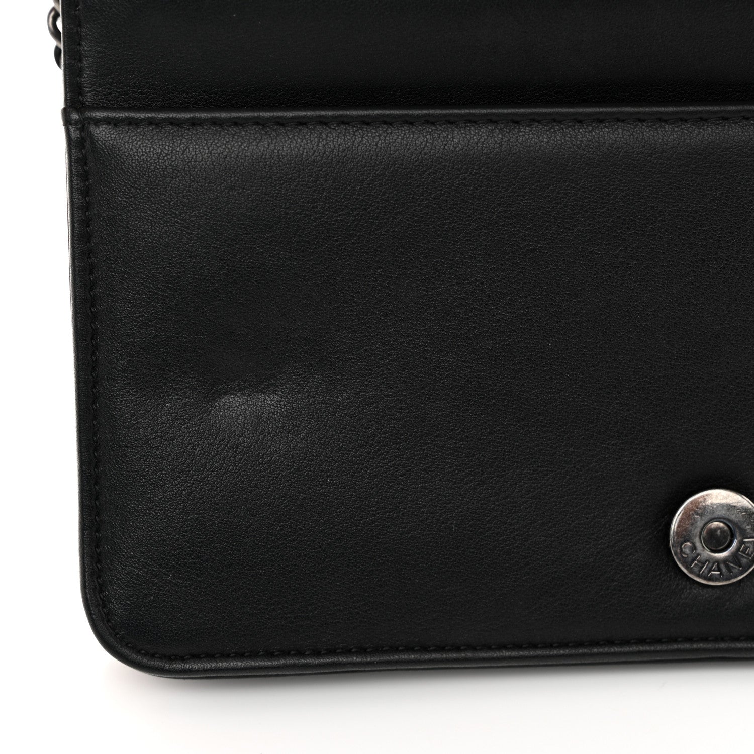 Chanel Calfskin Chevron Quilted Braided Boy Wallet On Chain WOC Black 13 of 14