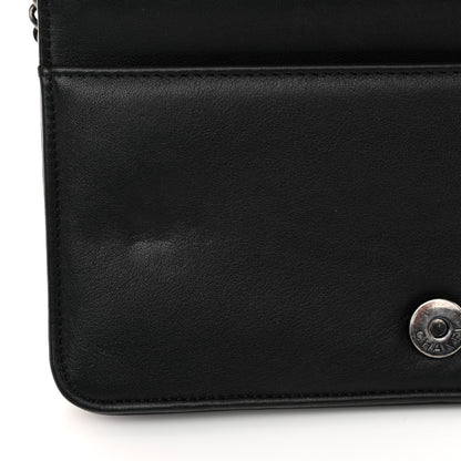 Chanel Calfskin Chevron Quilted Braided Boy Wallet On Chain WOC Black 13 of 14