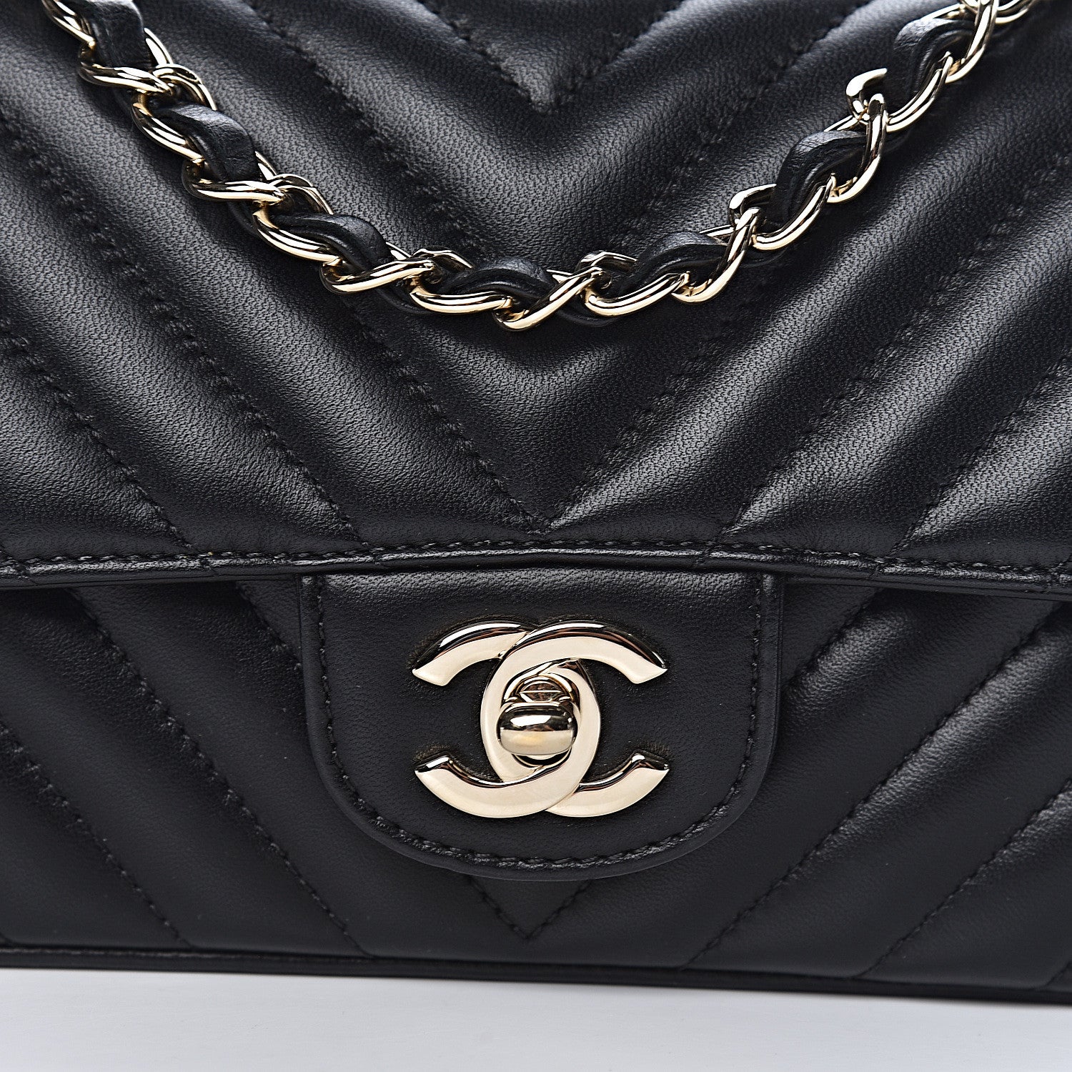Chanel Lambskin Chevron Quilted Mini Rectangular Flap Black 11 of 11