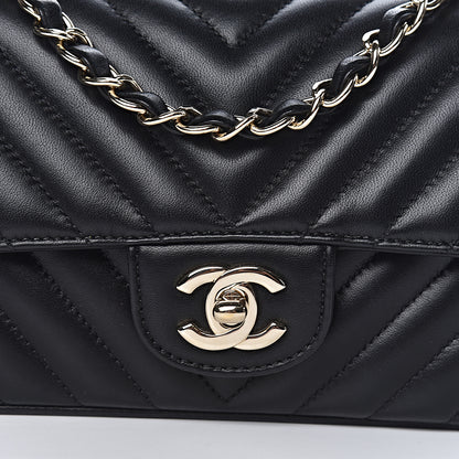 Chanel Lambskin Chevron Quilted Mini Rectangular Flap Black 11 of 11