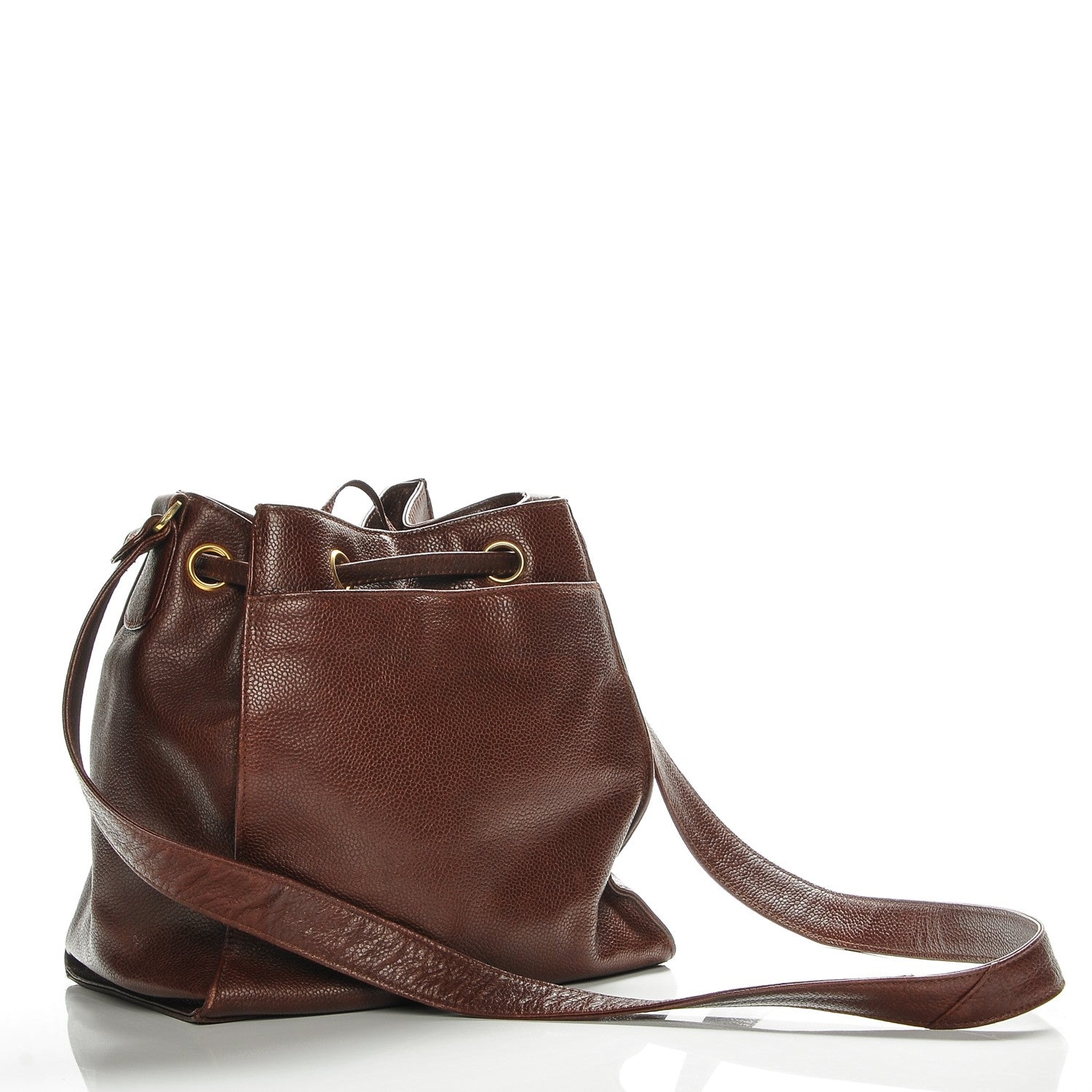 Chanel Caviar CC Drawstring Shoulder Bag Brown 4 of 8