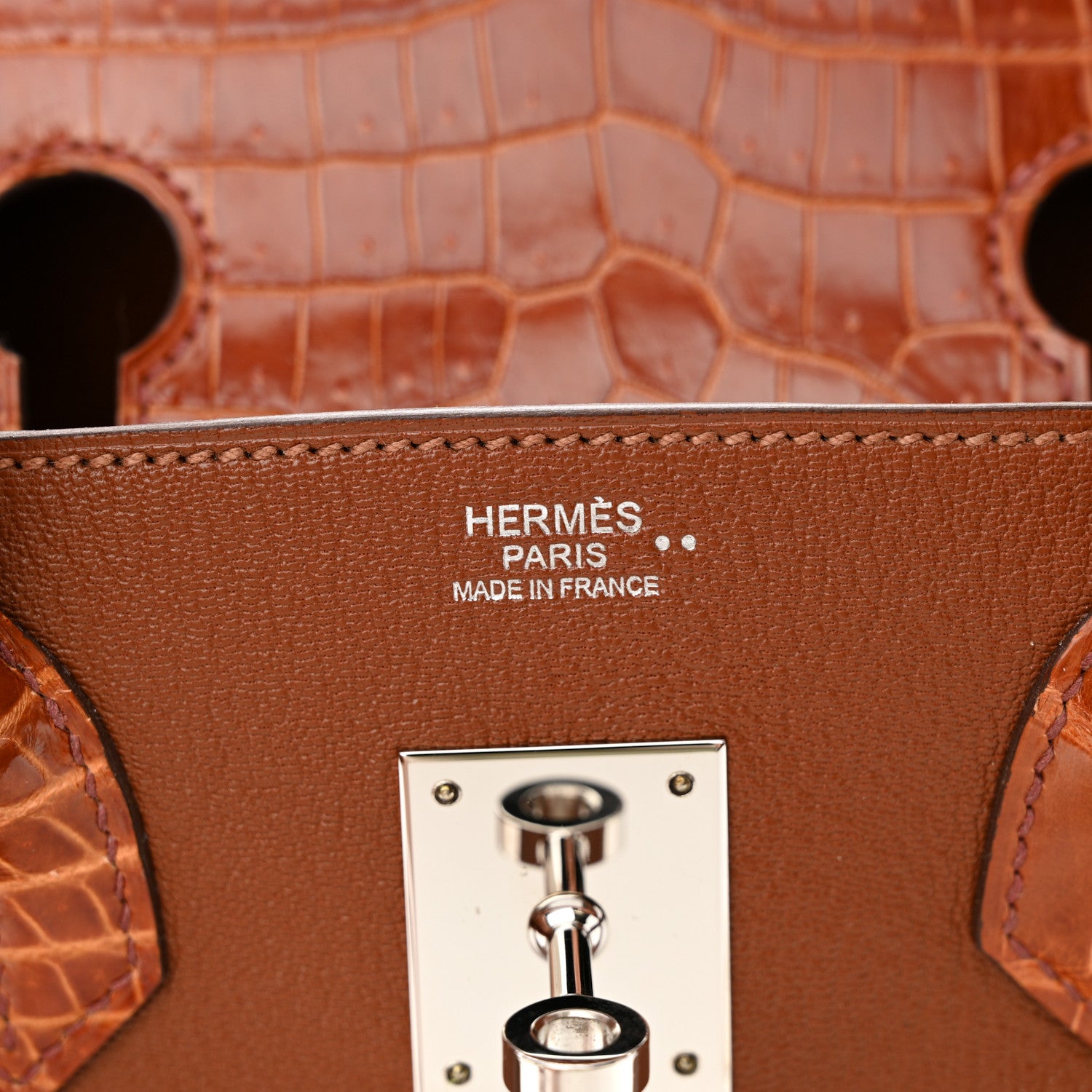 Hermes Chevre Mysore Shiny Niloticus Crocodile Birkin Touch 30 Noisette Etrusque 6 of 13
