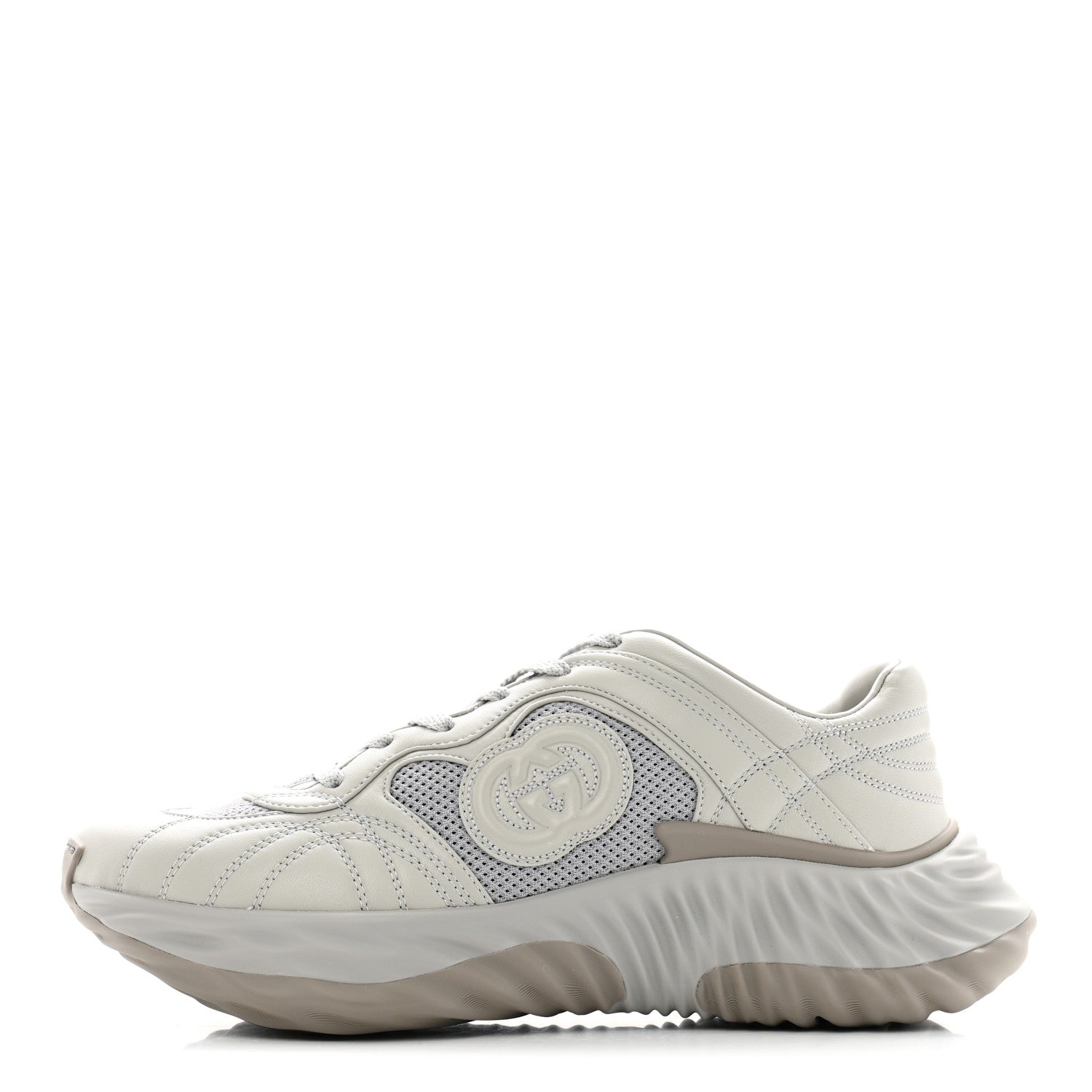 Gucci New Nappa Sombre Interlocking G Ripple Mens Platform Sneakers 8 Grey Sky 1 of 9