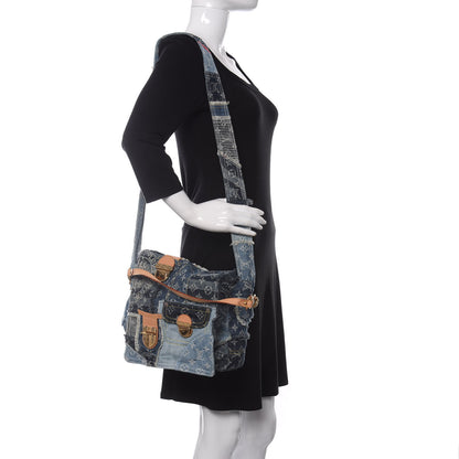 Louis Vuitton Denim Patchwork Posty Messenger Bag Blue 2 of 10