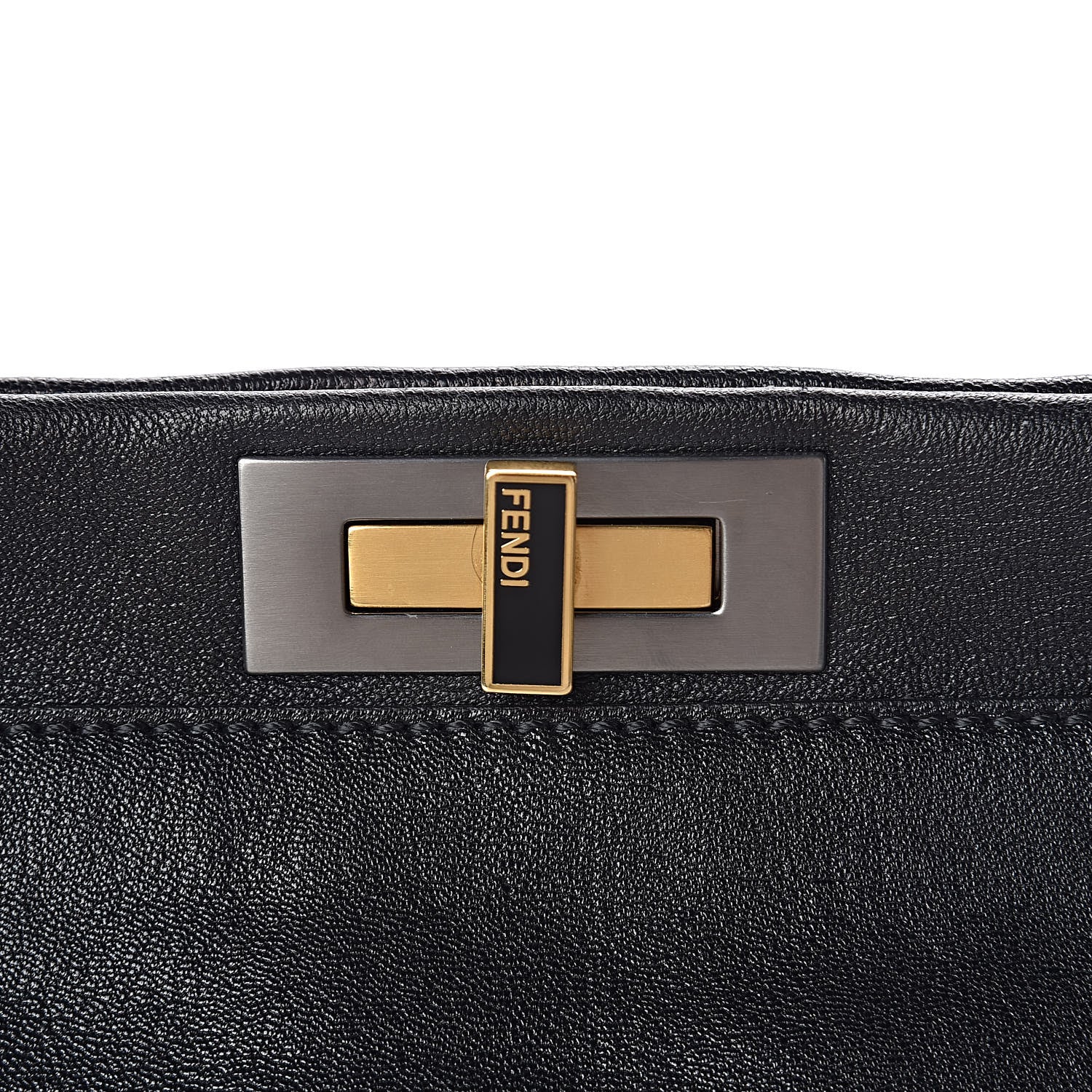 Fendi Goatskin Zucca Large Peekaboo Iconic Satchel Black Tobacco 12 of 16
