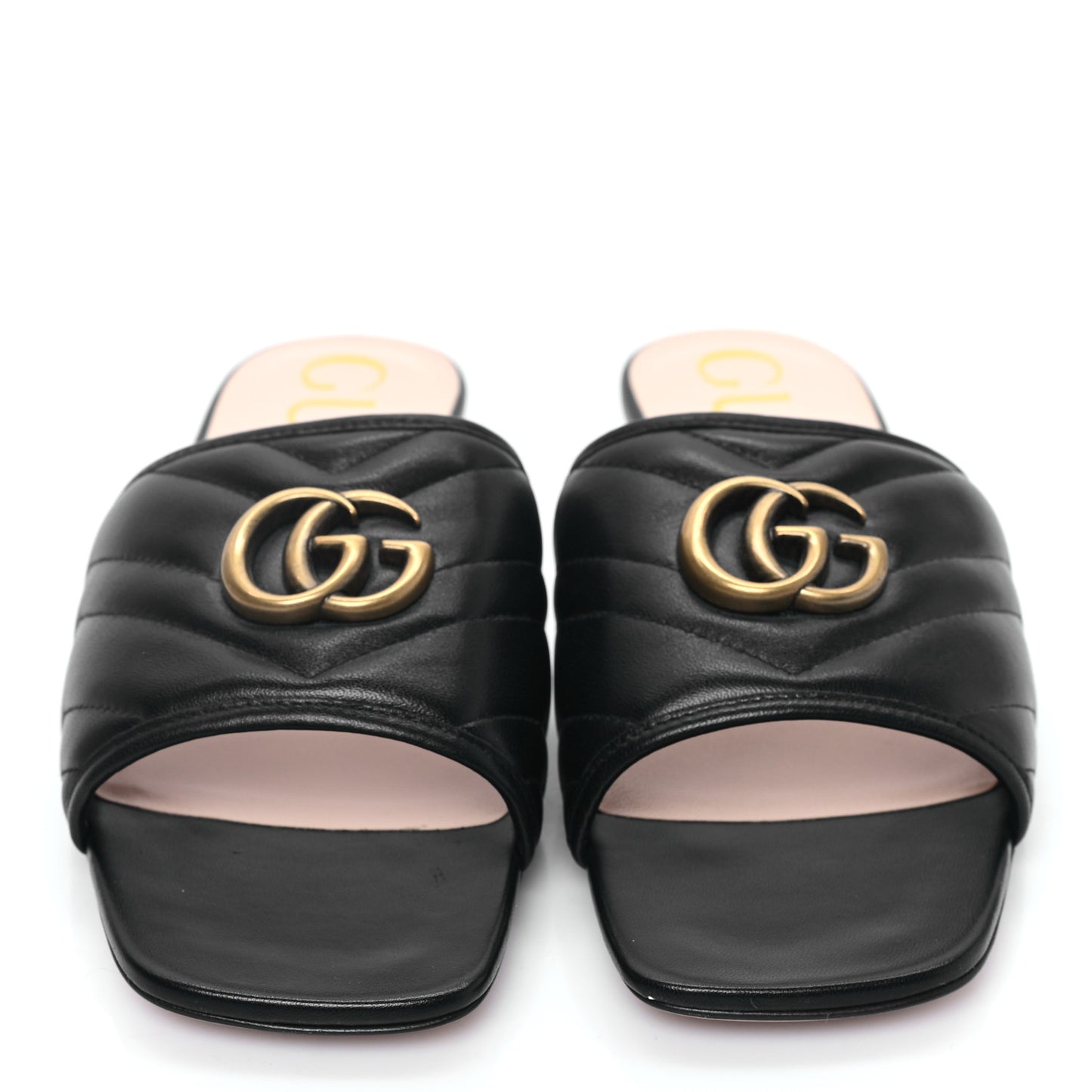 Nappa Matelasse GG Marmont Flat Slide Sandals 39.5 Black