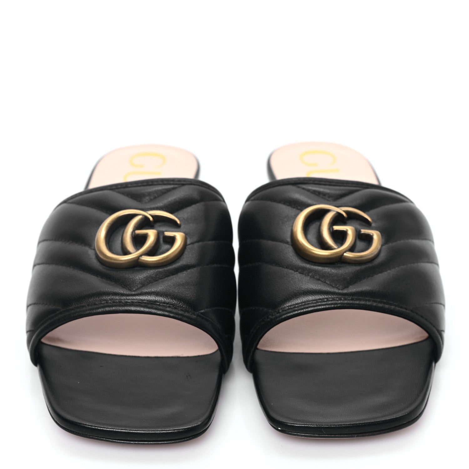 Gucci Nappa Matelasse GG Marmont Flat Slide Sandals 39.5 Black 2 of 8