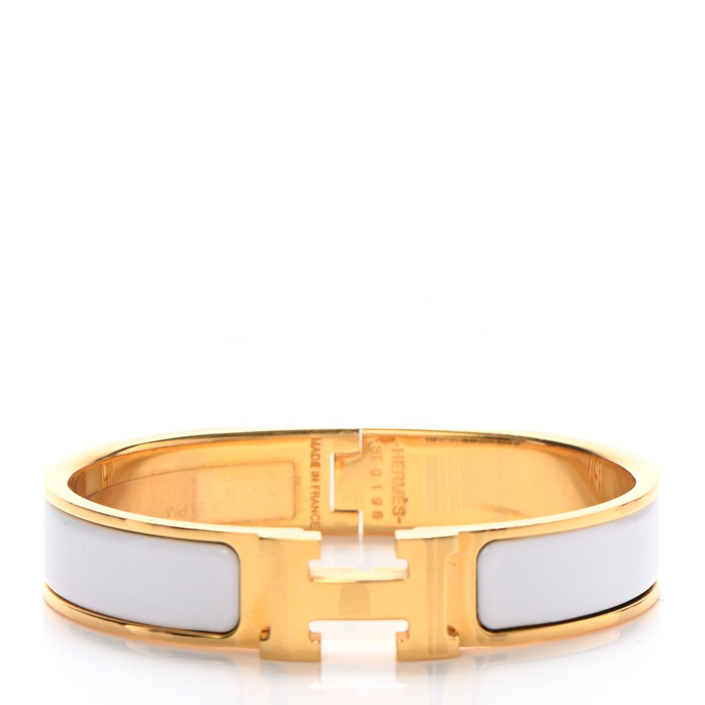 Enamel Narrow Clic Clac H Bracelet PM White