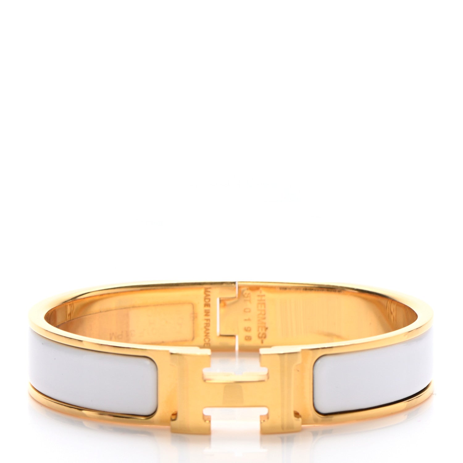 Hermes Enamel Narrow Clic Clac H Bracelet PM White 1 of 5