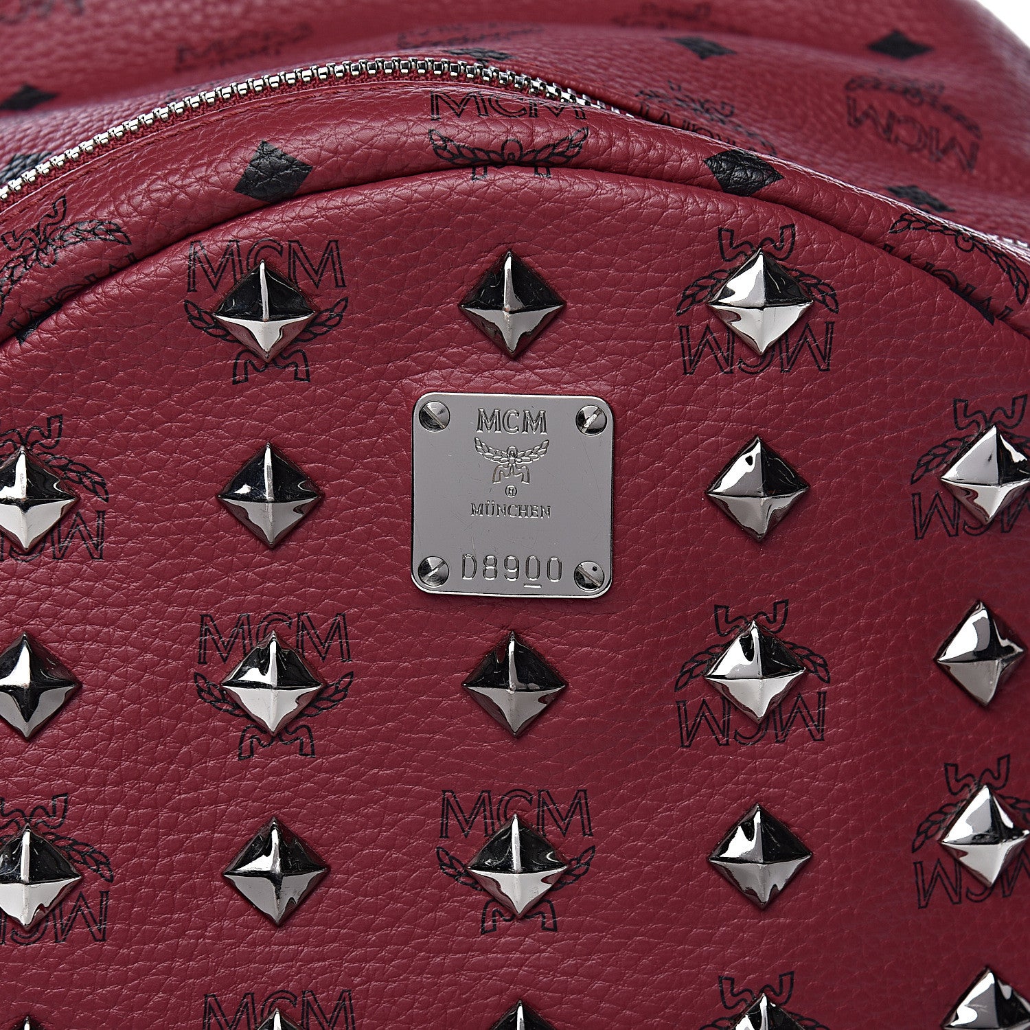 MCM Visetos Studded Medium Stark Backpack Scooter Red 13 of 13