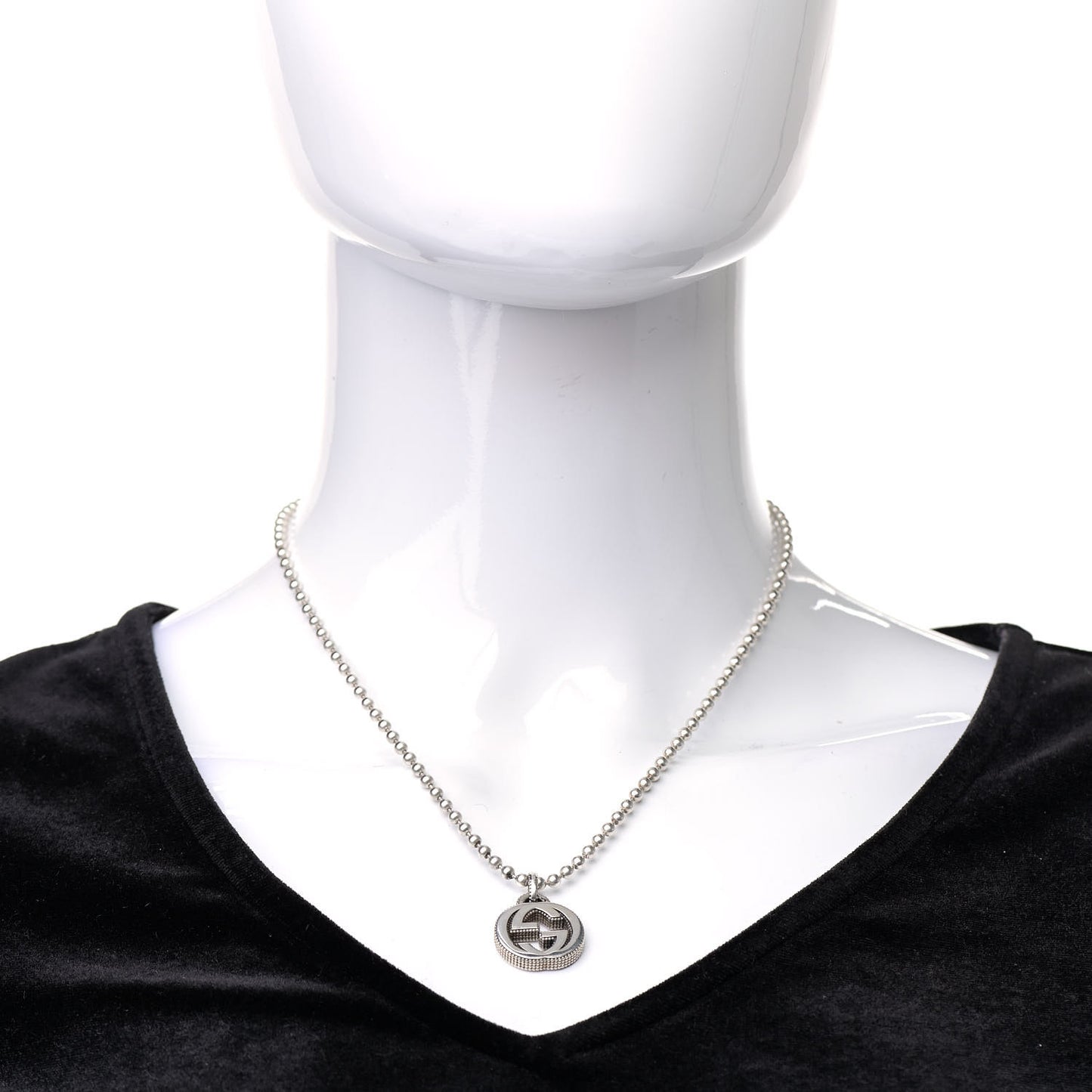 Sterling Silver Interlocking Circle GG Pendant Necklace