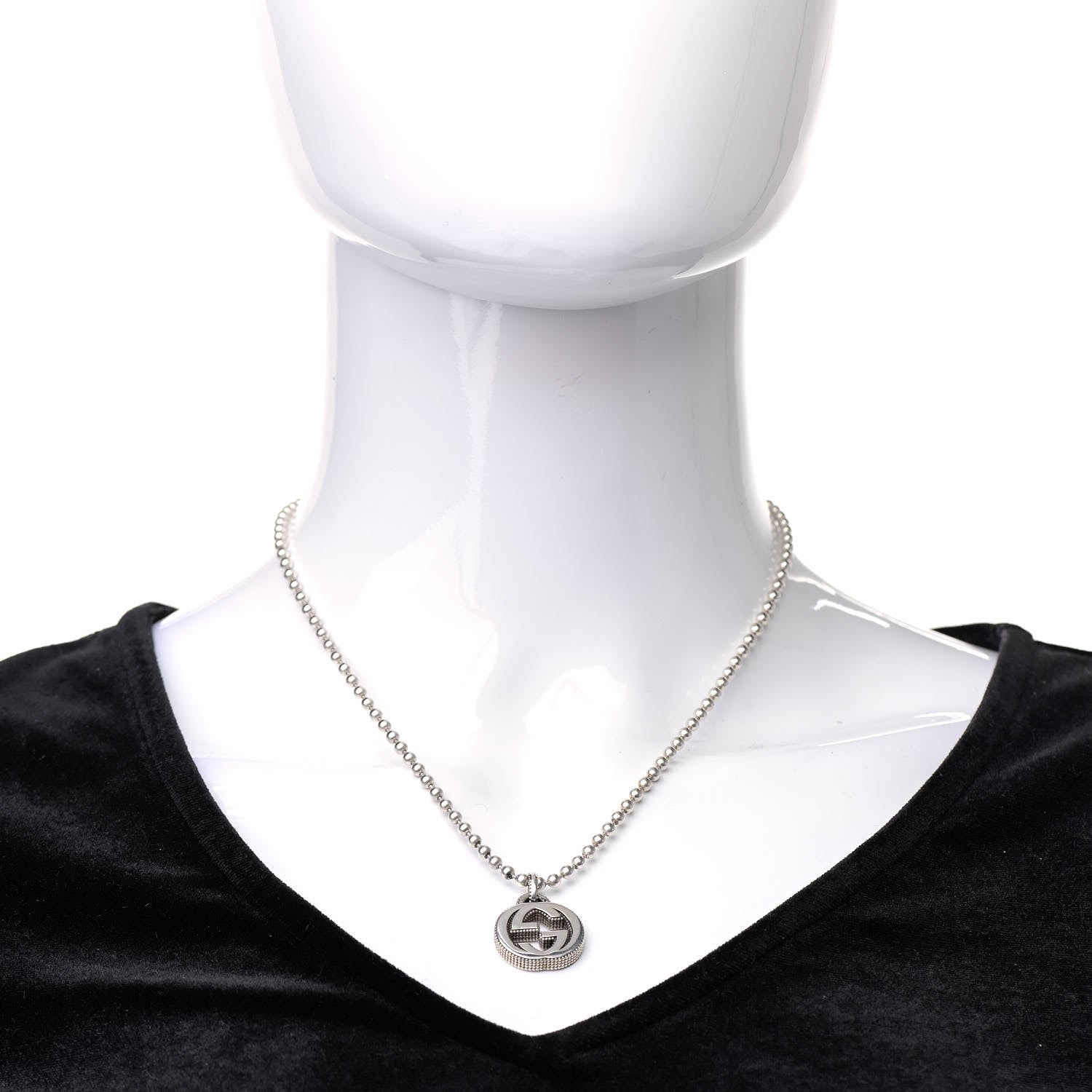 Gucci Sterling Silver Interlocking Circle GG Pendant Necklace 2 of 8