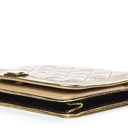 Chanel Cracked Metallic Calfskin Quilted Boy Wallet On Chain WOC Gold 7 of 15