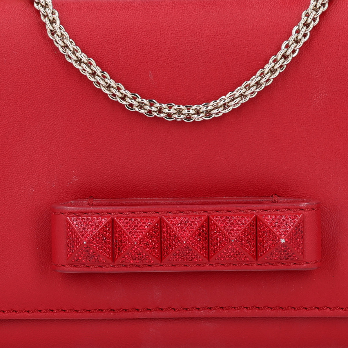 Valentino Garavani Nappa Crystal Encrusted Va Va Voom Shoulder Bag Red 8 of 11