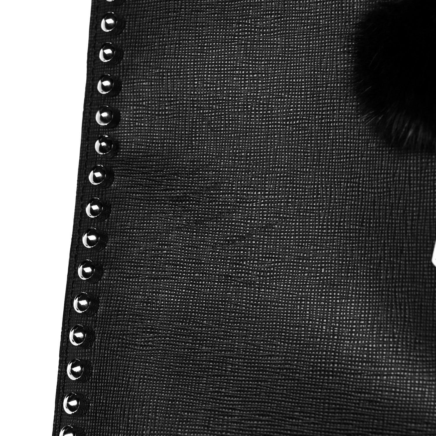 Fendi Vitello Elite Mink Fur Studded Karlito Zip Around Pouch Black 12 of 14