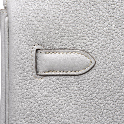 Hermes Taurillon Clemence Lizard Club Birkin 35 Gris Perle White Mykonos 10 of 31