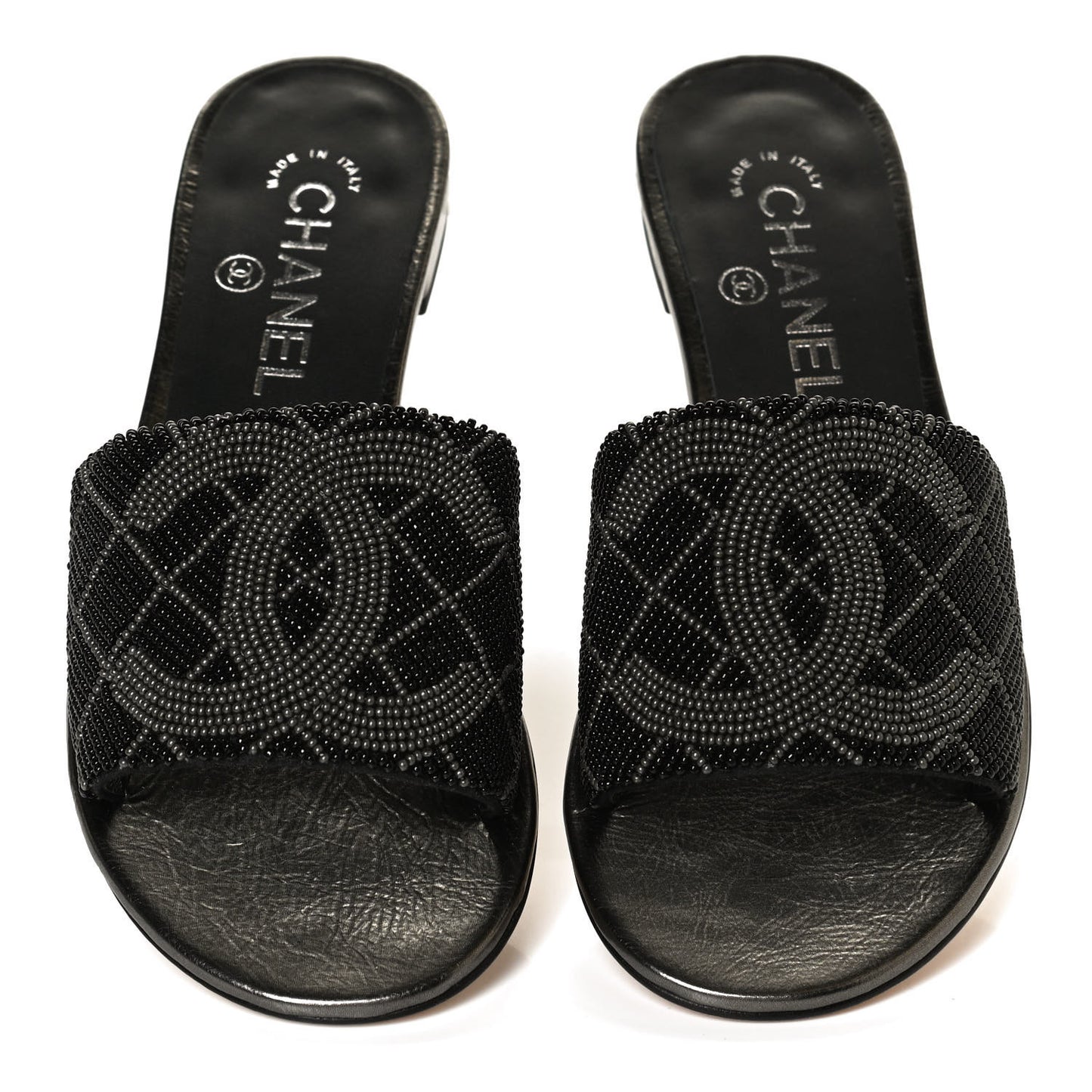 Pearl Embroidery CC Mules 36 Black