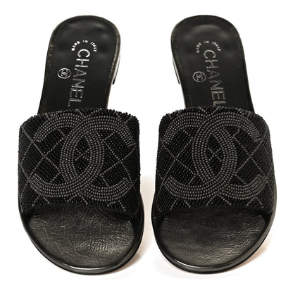 Chanel Pearl Embroidery CC Mules 36 Black 5 of 11
