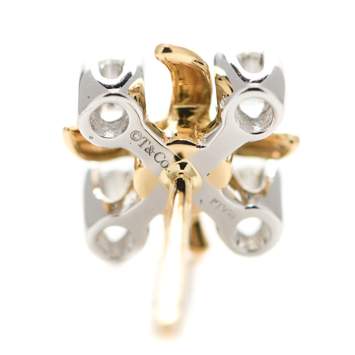 Platinum 18K Yellow Gold Diamond Schlumberger Lynn Earrings
