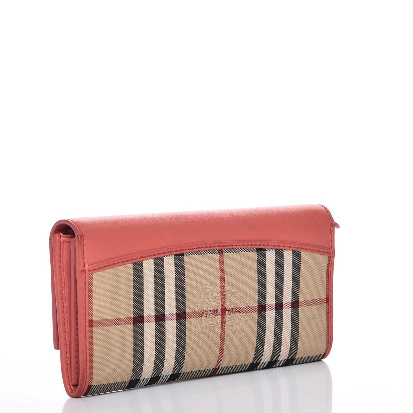 Calfskin Horseferry Check Porter Continental Wallet Coral Pink