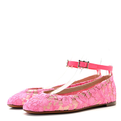 Valentino Garavani Lace Ankle Strap Ballerina Flats 36.5 Framboise 2 of 9
