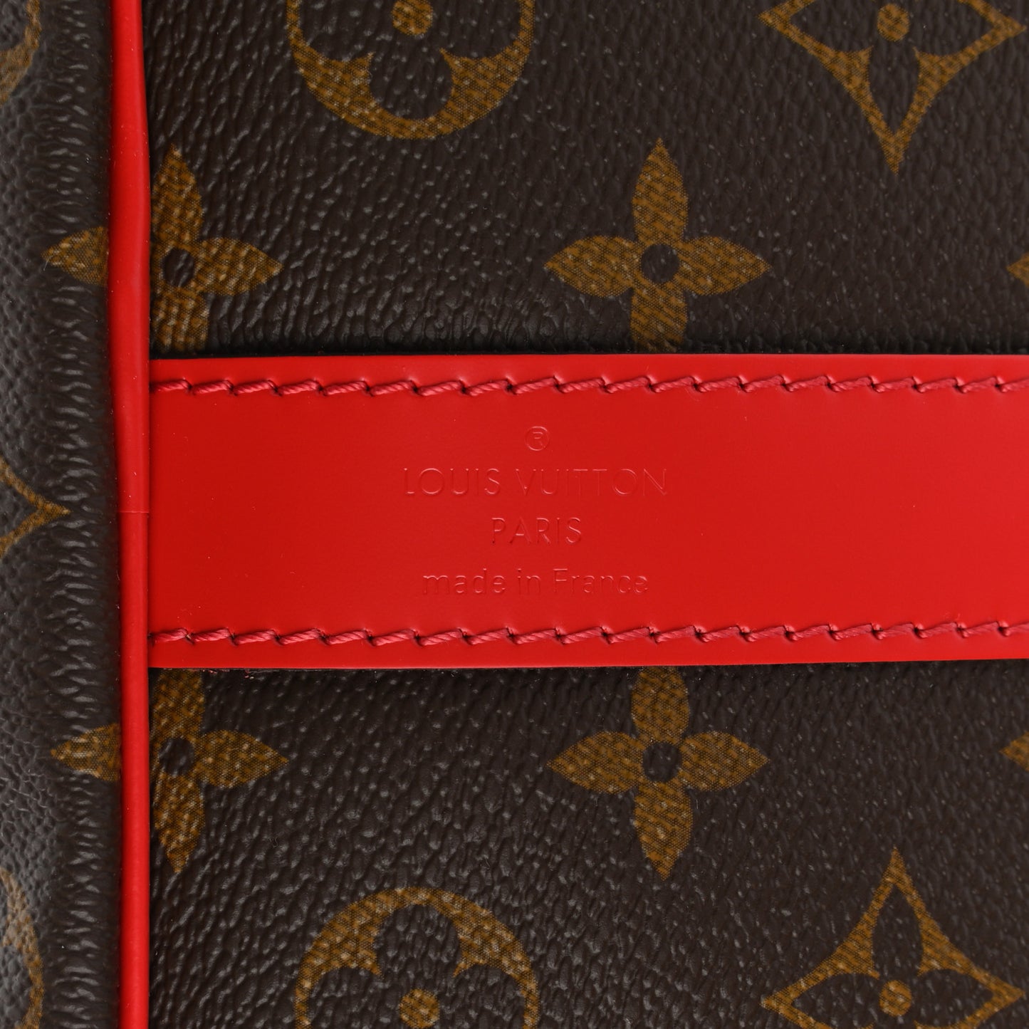 Calfskin Monogram Keepall Bandouliere 50 Coquelicot