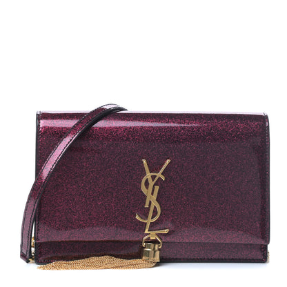 Saint Laurent Glitter Classic Monogram Kate Tassel Chain Wallet Bright Fuchsia 1 of 8