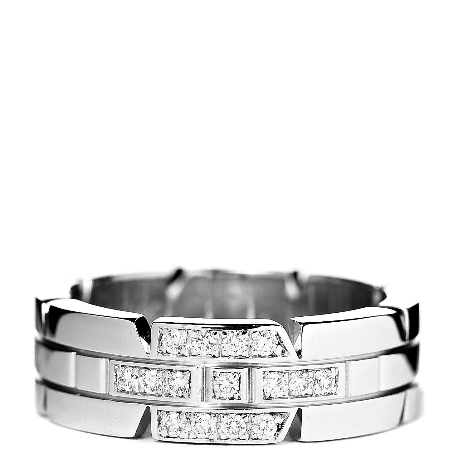 Cartier 18K White Gold Diamond Tank Francaise Band Ring 50 5.25 1 of 4
