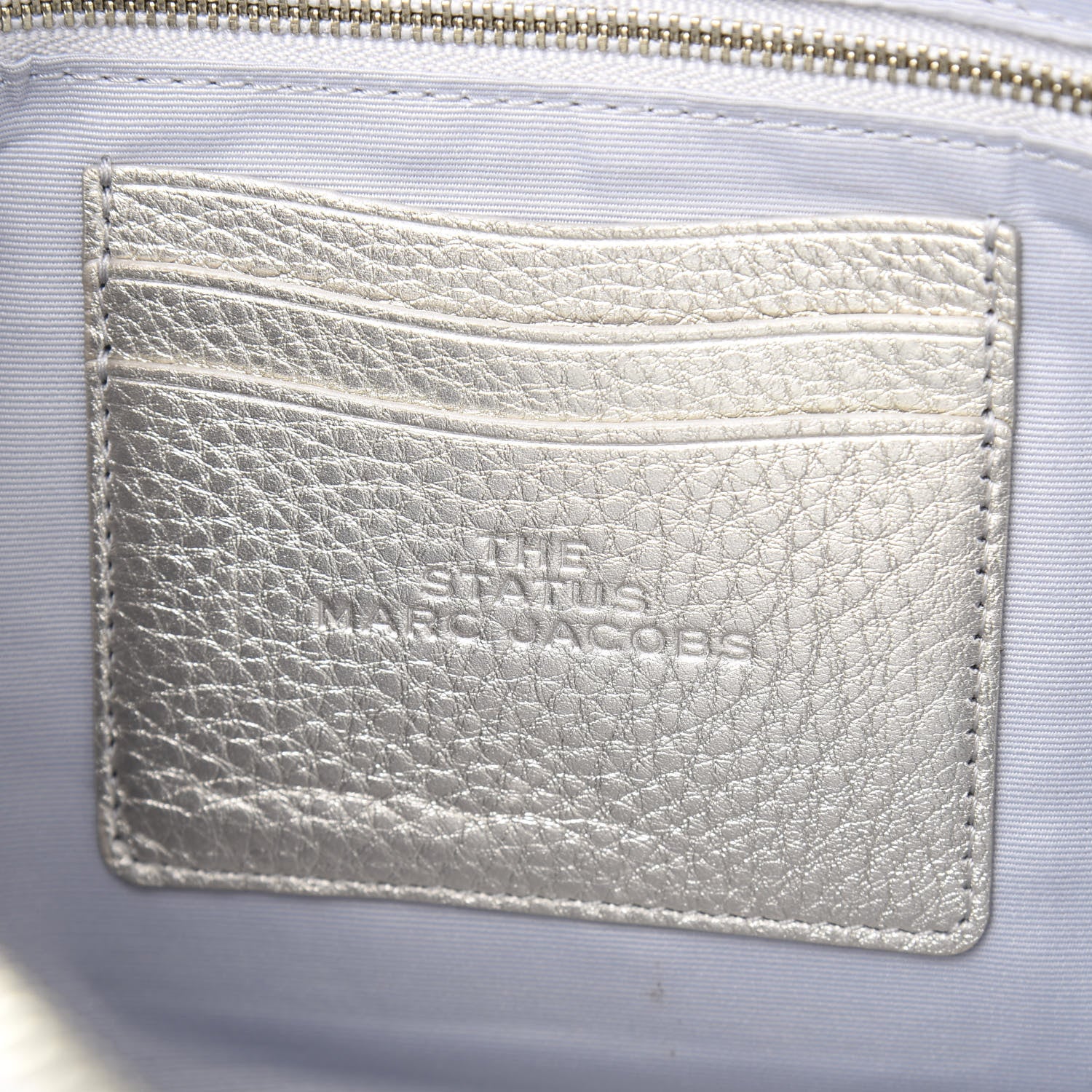 Marc Jacobs Metallic Grained Calfskin Quilted Double Stitched The Status Shoulder Bag Silver 7 of 15