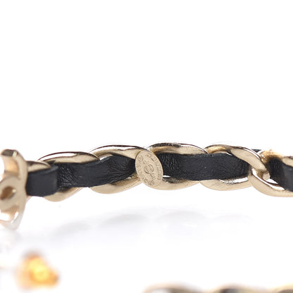 Chanel Lambskin CC Chain Hoop Earrings Matte Gold Black 4 of 5