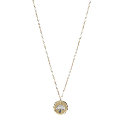 David Yurman 18K Yellow Gold Diamond Sapphire Cable Collectables Cloud Charm Pendant Necklace 1 of 5