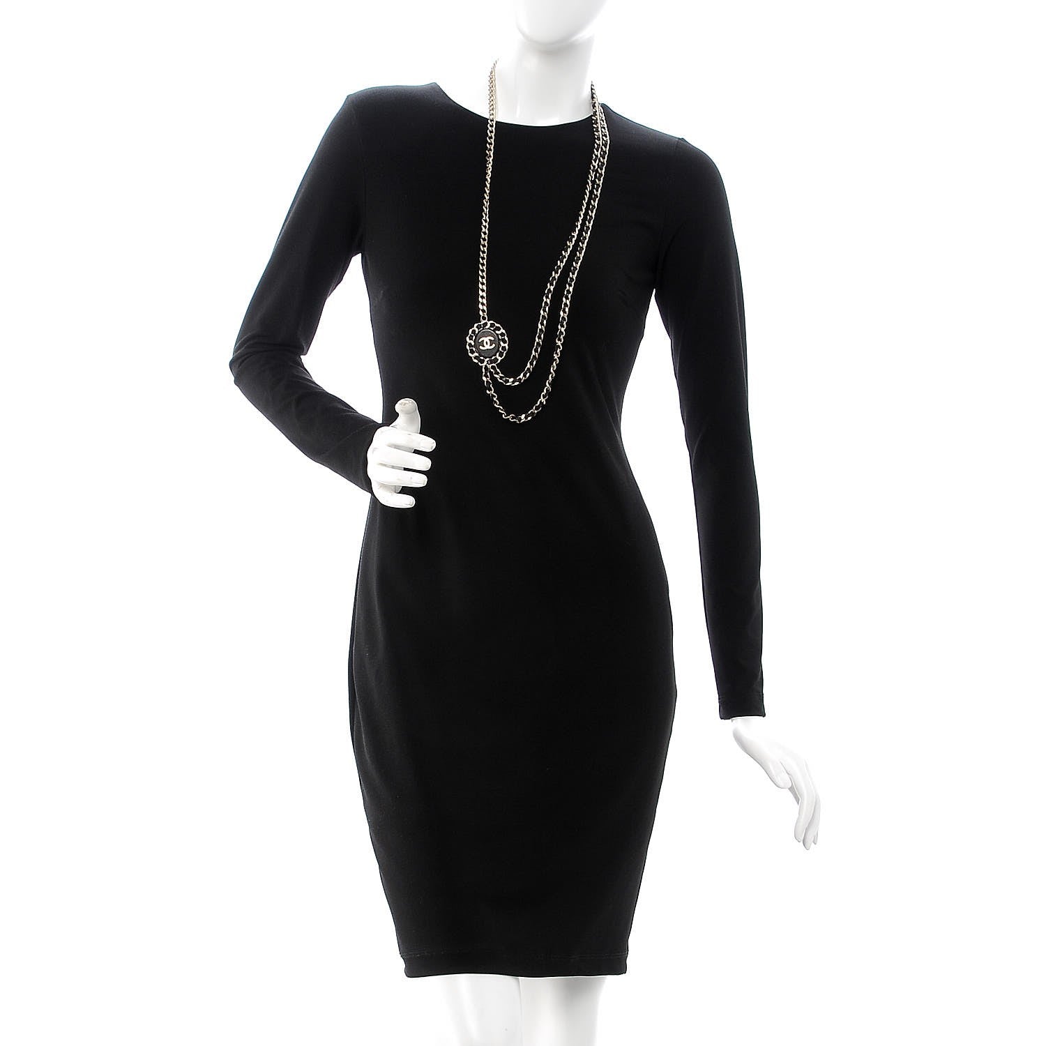 Chanel Lambskin CC Long Chain Necklace Black Gold 2 of 7