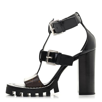 Louis Vuitton Patent Calfskin Monogram Star Trail Sandal 38 Black 1 of 10