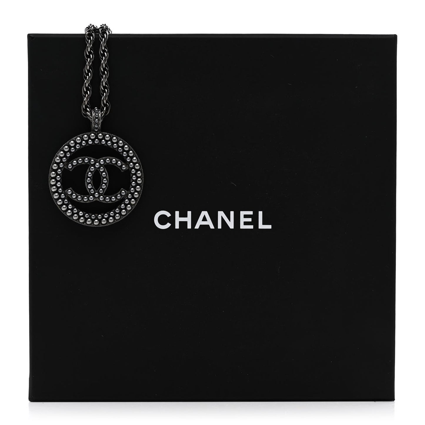 Ruthenium Pearl CC Round Pendant Necklace